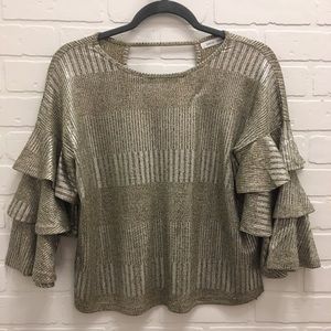 Bishop + Young Metallic Ruffle Top